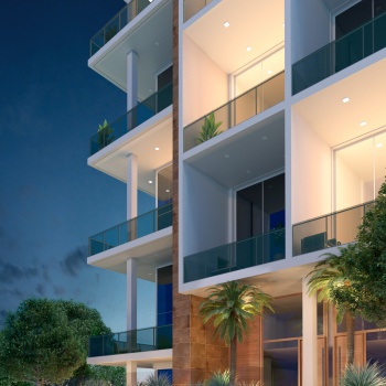 Vista externa noturna